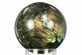 Flashy, Polished Labradorite Sphere - Great Color Play #277271-1